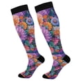 thumbnail image 1 of FORMRS Womens Knee High Socks Casual Long Thick Travel Daily Wear, 1 Pair, Light Purple Flowers, 1 of 6