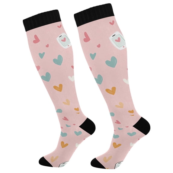 FORMRS Womens Knee High Socks Casual Long Thick Travel Daily Wear, 1 Pair, Love in The Air