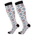 thumbnail image 1 of FORMRS Womens Knee High Socks Casual Long Thick Travel Daily Wear, 1 Pair, Navy Blossom Mosaic, 1 of 6
