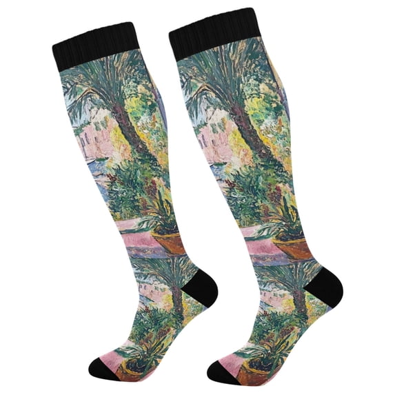 FORMRS Womens Knee High Socks Casual Long Thick Travel Daily Wear, 1 Pair, Ocean Boat