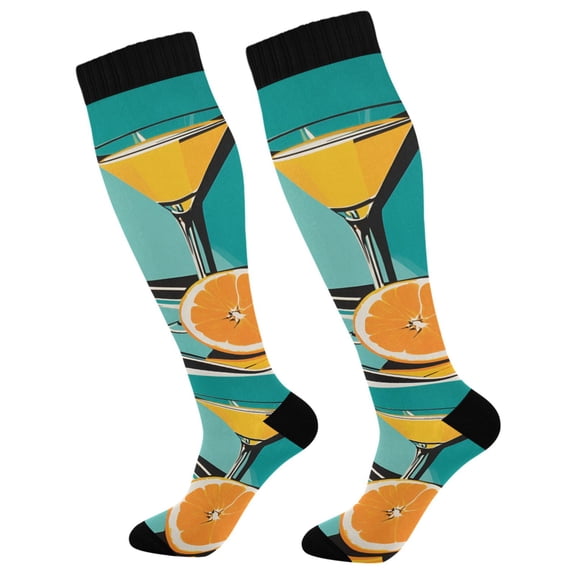 FORMRS Womens Knee High Socks Casual Long Thick Travel Daily Wear, 1 Pair, Orange Glasses