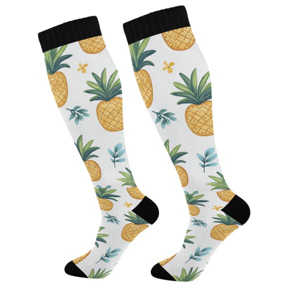 FORMRS Womens Knee High Socks Casual Long Thick Travel Daily Wear, 1 Pair, Pineapple