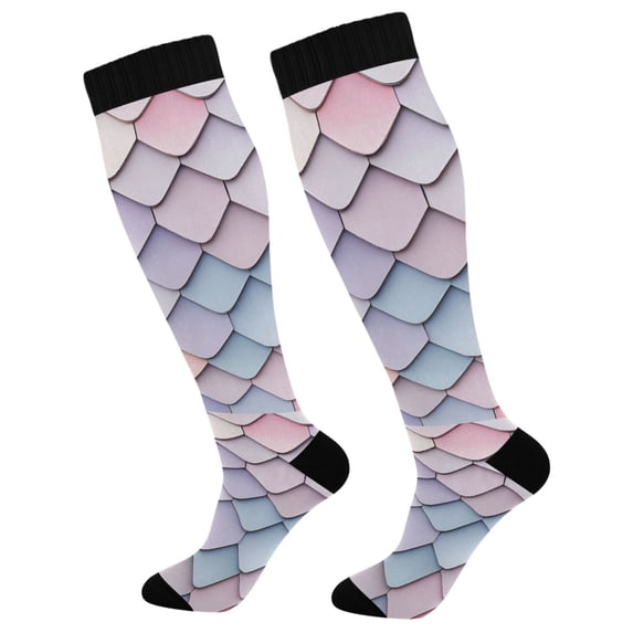 FORMRS Womens Knee High Socks Casual Long Thick Travel Daily Wear, 1 Pair, Pink Art Pattern