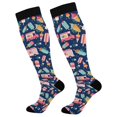 thumbnail image 1 of FORMRS Womens Knee High Socks Casual Long Thick Travel Daily Wear, 1 Pair, Pink Cartoon Truck Pattern, 1 of 6