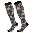 thumbnail image 1 of FORMRS Womens Knee High Socks Casual Long Thick Travel Daily Wear, 1 Pair, Pink Floral Flamingo, 1 of 6