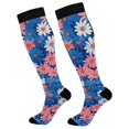 thumbnail image 1 of FORMRS Womens Knee High Socks Casual Long Thick Travel Daily Wear, 1 Pair, Pink Flowers Pattern, 1 of 6