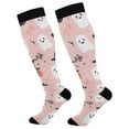 thumbnail image 1 of FORMRS Womens Knee High Socks Casual Long Thick Travel Daily Wear, 1 Pair, Pink Halloween Ghosts, 1 of 6