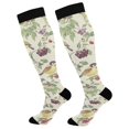 thumbnail image 1 of FORMRS Womens Knee High Socks Casual Long Thick Travel Daily Wear, 1 Pair, Purple Birds Teapots, 1 of 6