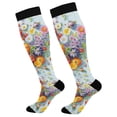 thumbnail image 1 of FORMRS Womens Knee High Socks Casual Long Thick Travel Daily Wear, 1 Pair, Purple Floral Tomatoes, 1 of 6