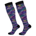 thumbnail image 1 of FORMRS Womens Knee High Socks Casual Long Thick Travel Daily Wear, 1 Pair, Purple Waves Pattern, 1 of 6