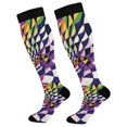 thumbnail image 1 of FORMRS Womens Knee High Socks Casual Long Thick Travel Daily Wear, 1 Pair, Purple Wavy Plaid, 1 of 6
