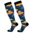thumbnail image 1 of FORMRS Womens Knee High Socks Casual Long Thick Travel Daily Wear, 1 Pair, Rainbow Space Cat, 1 of 6