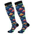 thumbnail image 1 of FORMRS Womens Knee High Socks Casual Long Thick Travel Daily Wear, 1 Pair, Rainbow Space Cat, 1 of 6