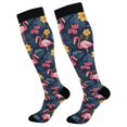 thumbnail image 1 of FORMRS Womens Knee High Socks Casual Long Thick Travel Daily Wear, 1 Pair, Red Floral Flamingo, 1 of 6