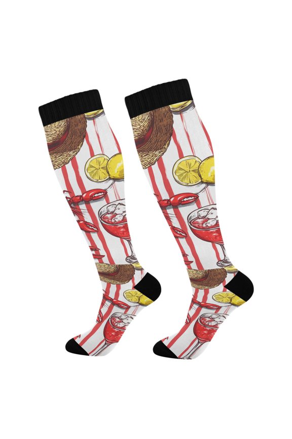 Womens Knee High Socks Casual Long Thick Travel Daily Wear, 1 Pair, Red Lobster