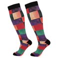 thumbnail image 1 of FORMRS Womens Knee High Socks Casual Long Thick Travel Daily Wear, 1 Pair, Red and Purple Plaid Pattern, 1 of 6