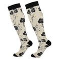 thumbnail image 1 of FORMRS Womens Knee High Socks Casual Long Thick Travel Daily Wear, 1 Pair, Small Black Flowers, 1 of 6