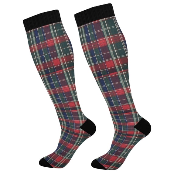 FORMRS Womens Knee High Socks Casual Long Thick Travel Daily Wear, 1 Pair, Warm Tartan Mosaic