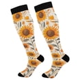 thumbnail image 1 of FORMRS Womens Knee High Socks Casual Long Thick Travel Daily Wear, 1 Pair, Watercolor Sunflowers and Leaves, 1 of 6