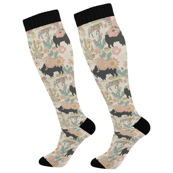 FORMRS Womens Knee High Socks Casual Long Thick Travel Daily Wear, 1 Pair, West Wild Pattern