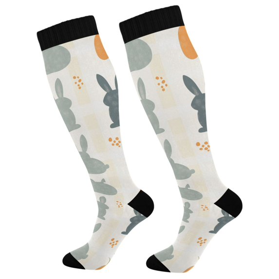 FORMRS Womens Knee High Socks Casual Long Thick Travel Daily Wear, 1 Pair, Whimsical Rabbits
