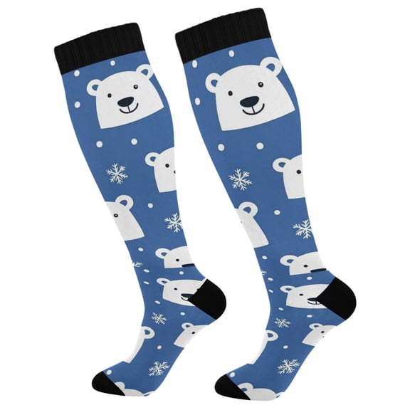 FORMRS Womens Knee High Socks Casual Long Thick Travel Daily Wear, 1 Pair, White Polar Bear