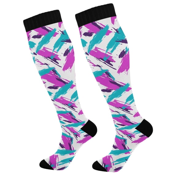 FORMRS Womens Knee High Socks Casual Long Thick Travel Daily Wear, 2 Pairs, Abstract Drawing