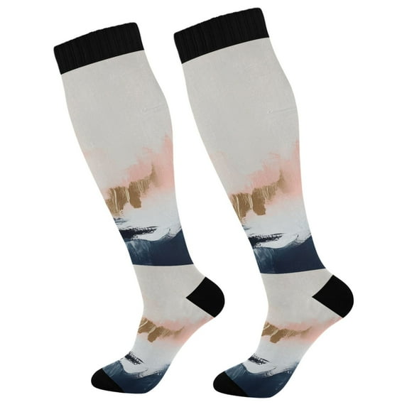 FORMRS Womens Knee High Socks Casual Long Thick Travel Daily Wear, 2 Pairs, Abstract Landscape