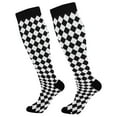 thumbnail image 1 of FORMRS Womens Knee High Socks Casual Long Thick Travel Daily Wear, 2 Pairs, Black and White Geometric, 1 of 6