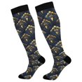 thumbnail image 1 of FORMRS Womens Knee High Socks Casual Long Thick Travel Daily Wear, 2 Pairs, Blue Art Pattern, 1 of 6