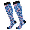 thumbnail image 1 of FORMRS Womens Knee High Socks Casual Long Thick Travel Daily Wear, 2 Pairs, Blue Daisy, 1 of 6