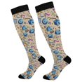 thumbnail image 1 of FORMRS Womens Knee High Socks Casual Long Thick Travel Daily Wear, 2 Pairs, Blue Dice Pattern, 1 of 6