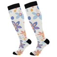 thumbnail image 1 of FORMRS Womens Knee High Socks Casual Long Thick Travel Daily Wear, 2 Pairs, Blue Retro Flower, 1 of 6