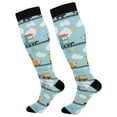 thumbnail image 1 of FORMRS Womens Knee High Socks Casual Long Thick Travel Daily Wear, 2 Pairs, Cartoon Train Pattern, 1 of 6