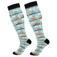 thumbnail image 1 of FORMRS Womens Knee High Socks Casual Long Thick Travel Daily Wear, 2 Pairs, Cartoon Train Pattern, 1 of 6