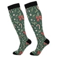 thumbnail image 1 of FORMRS Womens Knee High Socks Casual Long Thick Travel Daily Wear, 2 Pairs, Christmas Candy Cane, 1 of 6