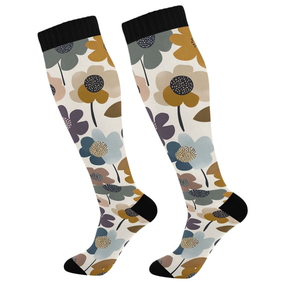 FORMRS Womens Knee High Socks Casual Long Thick Travel Daily Wear, 2 Pairs, Colorful Floral