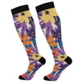 thumbnail image 1 of FORMRS Womens Knee High Socks Casual Long Thick Travel Daily Wear, 2 Pairs, Colorful Painted Flowers Pattern, 1 of 6