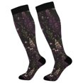 thumbnail image 1 of FORMRS Womens Knee High Socks Casual Long Thick Travel Daily Wear, 2 Pairs, Dark Purple Floral Pattern, 1 of 6