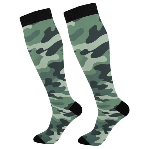 FORMRS Womens Knee High Socks Casual Long Thick Travel Daily Wear, 2 Pairs, Forest Camouflage Pattern