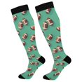 thumbnail image 1 of FORMRS Womens Knee High Socks Casual Long Thick Travel Daily Wear, 2 Pairs, Green American Footballs, 1 of 6