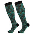 thumbnail image 1 of FORMRS Womens Knee High Socks Casual Long Thick Travel Daily Wear, 2 Pairs, Green Art Abstract Pattern, 1 of 6