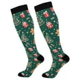 thumbnail image 1 of FORMRS Womens Knee High Socks Casual Long Thick Travel Daily Wear, 2 Pairs, Green Christmas Gingerbread, 1 of 6