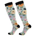 thumbnail image 1 of FORMRS Womens Knee High Socks Casual Long Thick Travel Daily Wear, 2 Pairs, Green Floral Pattern, 1 of 6