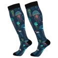 thumbnail image 1 of FORMRS Womens Knee High Socks Casual Long Thick Travel Daily Wear, 2 Pairs, Green Jellyfish Pattern, 1 of 6
