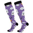 thumbnail image 1 of FORMRS Womens Knee High Socks Casual Long Thick Travel Daily Wear, 2 Pairs, Halloween Ghosts Purple, 1 of 6