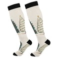 thumbnail image 1 of FORMRS Womens Knee High Socks Casual Long Thick Travel Daily Wear, 2 Pairs, Hand Drawn Christmas, 1 of 6