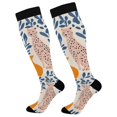 thumbnail image 1 of FORMRS Womens Knee High Socks Casual Long Thick Travel Daily Wear, 2 Pairs, Leopards Leaves, 1 of 6