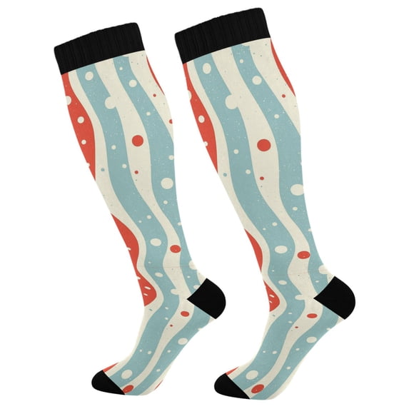 FORMRS Womens Knee High Socks Casual Long Thick Travel Daily Wear, 2 Pairs, Light Blue Pattern