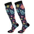 thumbnail image 1 of FORMRS Womens Knee High Socks Casual Long Thick Travel Daily Wear, 2 Pairs, Neon Christmas, 1 of 6